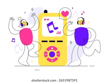 Viral Tunes Vetor Illustration Apresentando Músicas que se Tornaram Populares com Equalizador de Ondas de Som, Círculo de Sinal de Voz e Digital Visualization Sound