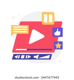 Viral video content promotion, feedback with stars, comments and thumbs up from customers vector illustration