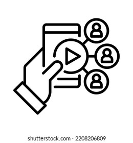 Viral video icon. Outline style. Vector. Isolate on white background.