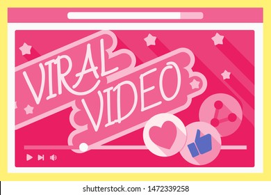Viral Video Vector Online Program PC Desktop Computer User Interface Elements Illustration. Video Player Concept. Can be used in web and mobile. Suitable for infographic.
