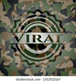 Viral written on a camo texture. Vector Illustration. Detailed.