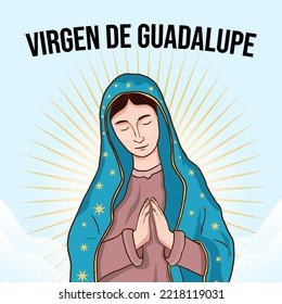 ilustración virgen de guadalupe en diseño plano