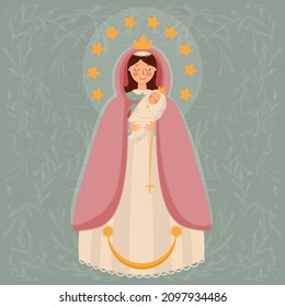 Virgen De La Candelaria. Flat Vector Illustration.