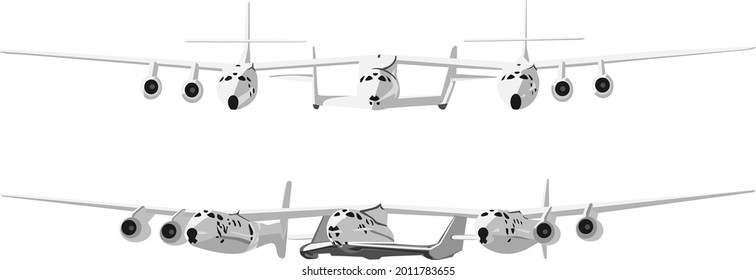 Virgin Galactic ,airplane On A White Background, Vector Graphics, Illustration