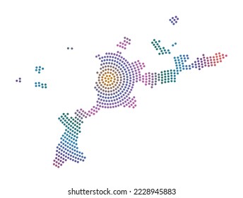Virgin Gorda dotted map. Digital style shape of Virgin Gorda. Tech icon of the island with gradiented dots. Radiant vector illustration.