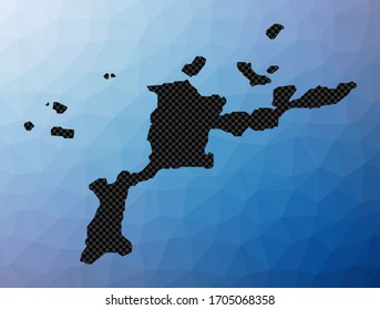 Mapa geométrico de Virgen Gorda. Forma de esténcil de Virgen Gorda en estilo de pozo bajo. Elegante ilustración vectorial de isla.
