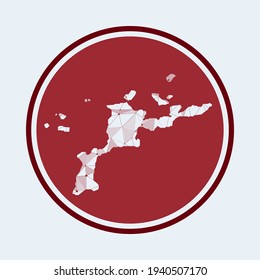 Virgin Gorda icon. Trendy tech logo of the island. Geometric mesh round design. Technology, internet, network, telecommunication concept. Vector illustration.