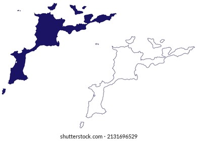 Virgin Gorda and Moskito island (British Virgin Islands, United Kingdom, Cenrtal America, Caribbean islands) map vector illustration, scribble sketch Virgin Gorda and Moskito map