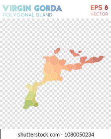 Virgin Gorda polygonal, mosaic style island map. Quaint low poly style, modern design for infographics or presentation.