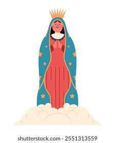 virgin of guadalupe cartoon isolated