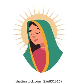 virgin of guadalupe face isolated