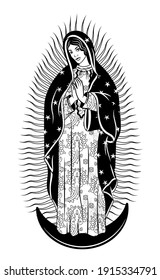 Virgin Of Guadalupe. The Virgin Mary Vector Poster Illustration.