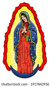 Virgin of Guadalupe. The Virgin Mary Vector Poster Illustration.