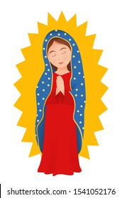 Virgin Of Guadalupe, Mexican Virgin Mary vector isolated on white 