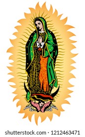 Virgen de Guadalupe, Virgen de Guadalupe, ilustración vectorial de color