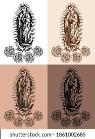 Virgin of Guadalupe, Mexican Virgen de Guadalupe Tattoo style.