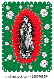 Virgin of Guadalupe poster style vector illustration.