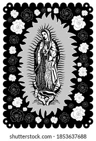 Virgin of Guadalupe poster style vector illustration.