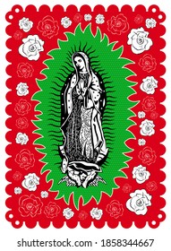 Virgin of Guadalupe poster style vector illustration.