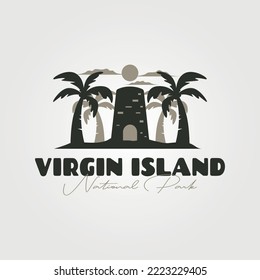 virgin island tropical travel vintage vector symbol illustration design