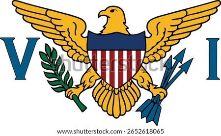 Virgin Islands Flag Emblem – Vector of National Crest with Eagle, Olive Branch, and VI Letters