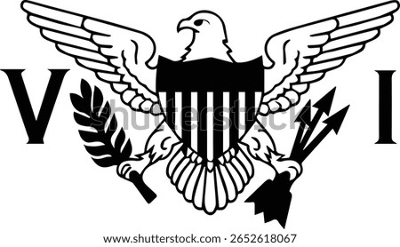 Virgin Islands Flag Emblem – Vector of National Crest with Eagle, Olive Branch, and VI Letters
