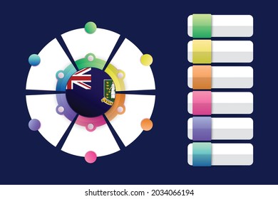 Virgin Islands Flag with Infographic Design Incorporate with divided round shape. Vector illustration.