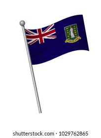 Virgin Islands flag on the flagpole. Official colors and proportion correctly. waving of Virgin Islands flag on flagpole, vector illustration isolate on white background.