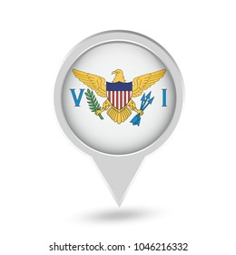 Virgin Islands Flag Round Pin Icon. Vector icon.