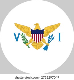 Ilustración vectorial de la bandera nacional de las Islas Vírgenes en forma de círculo, diseño de alta calidad