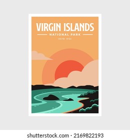 Afiche de ilustraciones vectoriales del Parque Nacional de las Islas Vírgenes