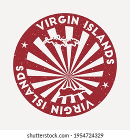 Virgin Islands stamp. Travel red rubber stamp with the map of island, vector illustration. Can be used as insignia, logotype, label, sticker or badge of the Virgin Islands.
