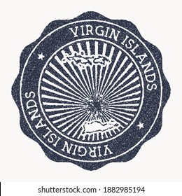 Virgin Islands stamp. Travel rubber stamp with the name and map of the island, vector illustration. Can be used as insignia, logotype, label, sticker or badge of the Virgin Islands.