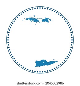 Virgin Islands sticker. Travel rubber stamp with map of island, vector illustration. Can be used as insignia, logotype, label, sticker or badge of the Virgin Islands.