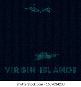 Virgin Islands tech map. Island symbol in digital style. Cyber map of Virgin Islands with island name. Superb vector illustration.