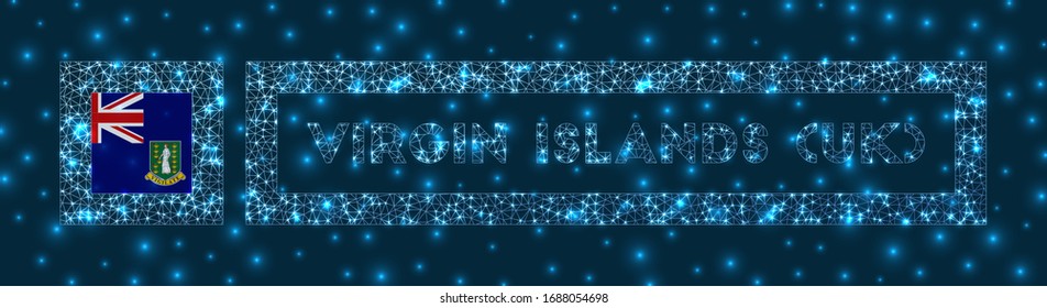 Virgin Islands (UK) badge. Flag of Virgin Islands (UK) in glowing network geometric style. Classy vector illustration.