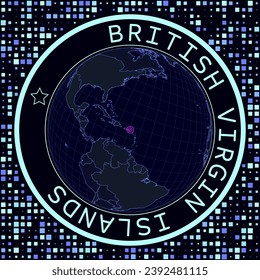 Virgin Islands (UK) on globe vector. Futuristic satellite view of the world centered to Virgin Islands (UK). Geographical illustration with shape of country and squares background.