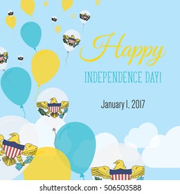 Virgin Islands of the United States Independence Day Greeting Card. Flying Flat Balloons In National Colors of Virgin Islands of the United States. Happy Independence Day Vector Illustration.