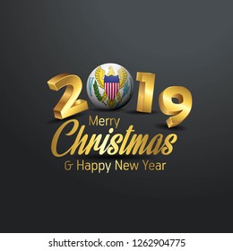 Virgin Islands US Flag 2019 Merry Christmas Typography. New Year Abstract Celebration background
