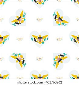 Virgin Islands, U.S. flag heart seamless pattern. Patriotic Virgin Islands, U.S. flag background. Country flag in the shape of heart. Vector seamless pattern.