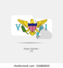 Virgin Islands US national flag on a white background with shadow. vector illustration