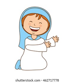 virgin and jesus character icon vector illustration graphic