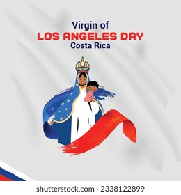 Día de la Virgen de Los Ángeles en Costa Rica Diseño de Vector Social Media Design