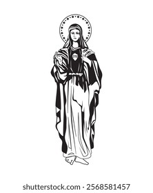 virgin of lourdes on white background isolated