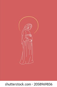 The Virgin Mary in anticipation of Jesus' birth. Time of advent.
