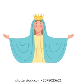 Virgin Mary with arms open and smiling