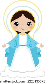 Virgin mary, blessed virgin mary, religion, saint, mother of jesus, illustration for children