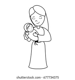 virgin mary carrying baby jesus  holy family icon image 