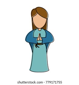 Virgin mary cartoon icon vector illustration graphic design
