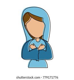 Virgin mary cartoon icon vector illustration graphic design